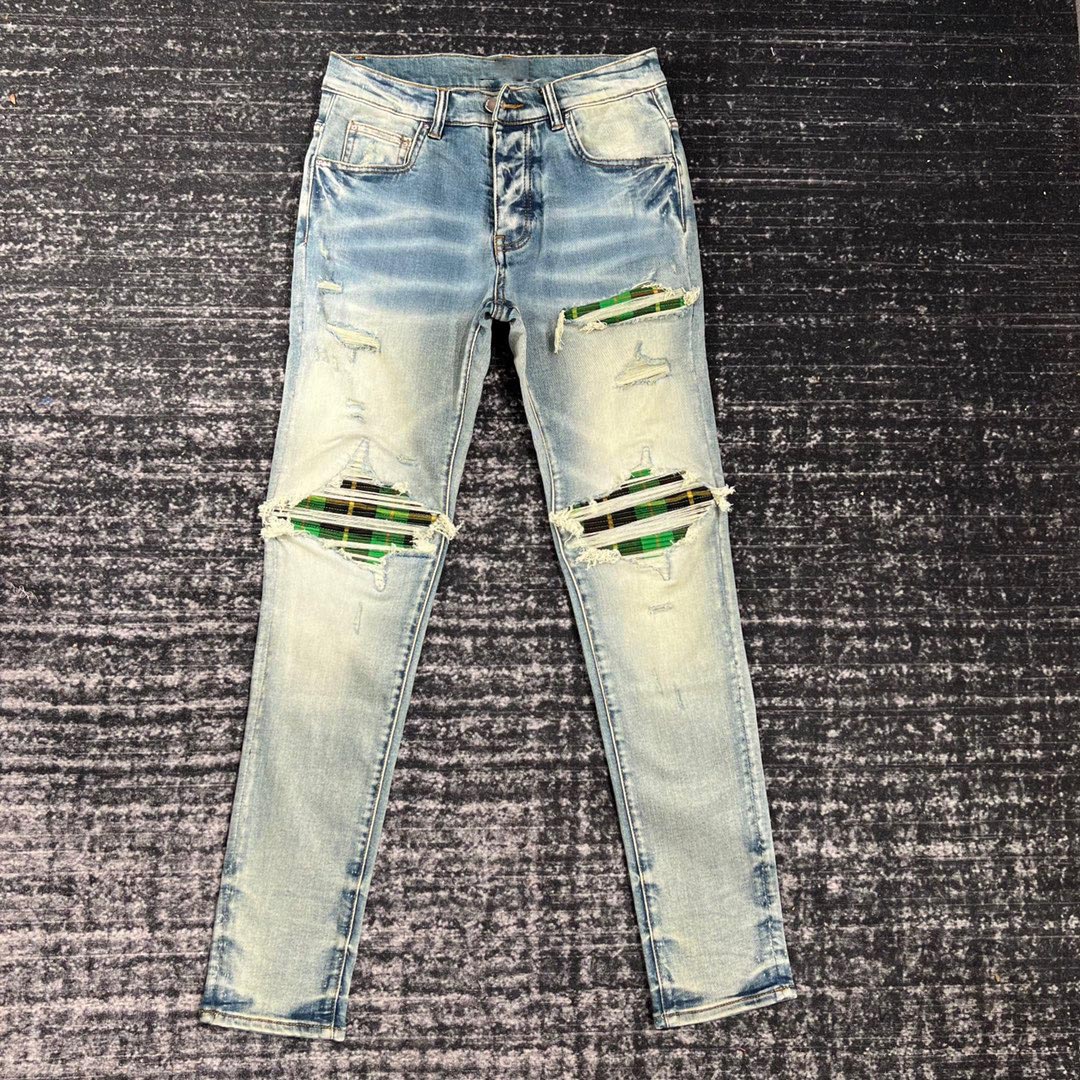 Skateboard Complete Deck - Discounted Men Green Plaid Patch Distressed